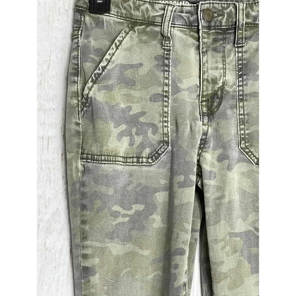 Mossimo High Waist Jegging Jeans Womens Size 2 Green Camo Skinny SMALL BLEMISH